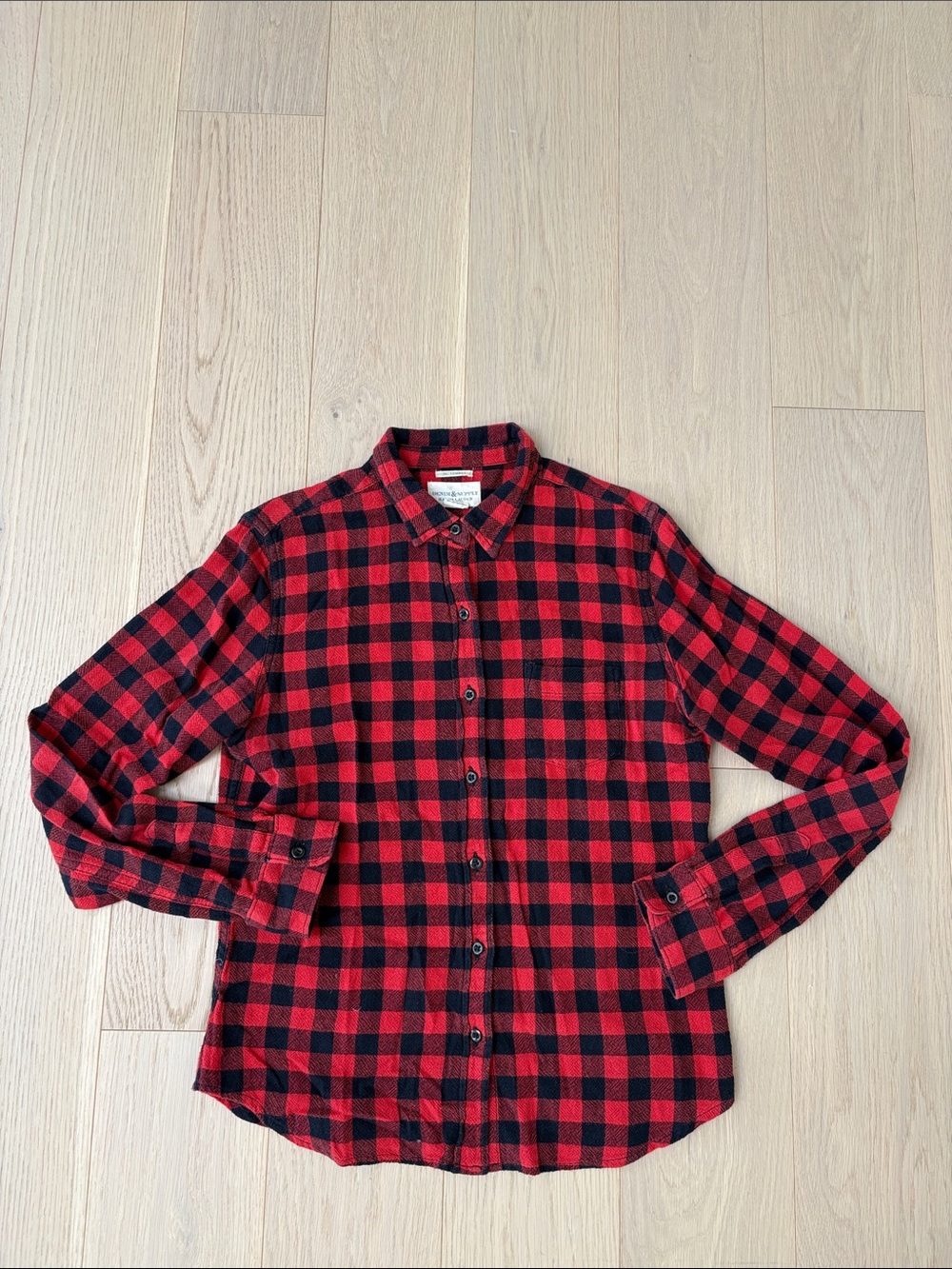 Denim & Supply Ralph Lauren Women's Red and Black Buffalo Plaid Flannel Shirt